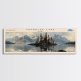 Kukaklek Lake Framed Canvas Print, Panoramic Lake House Decor, Wall Art, Travel Poster, Peaceful Lake Painting, Nature Art