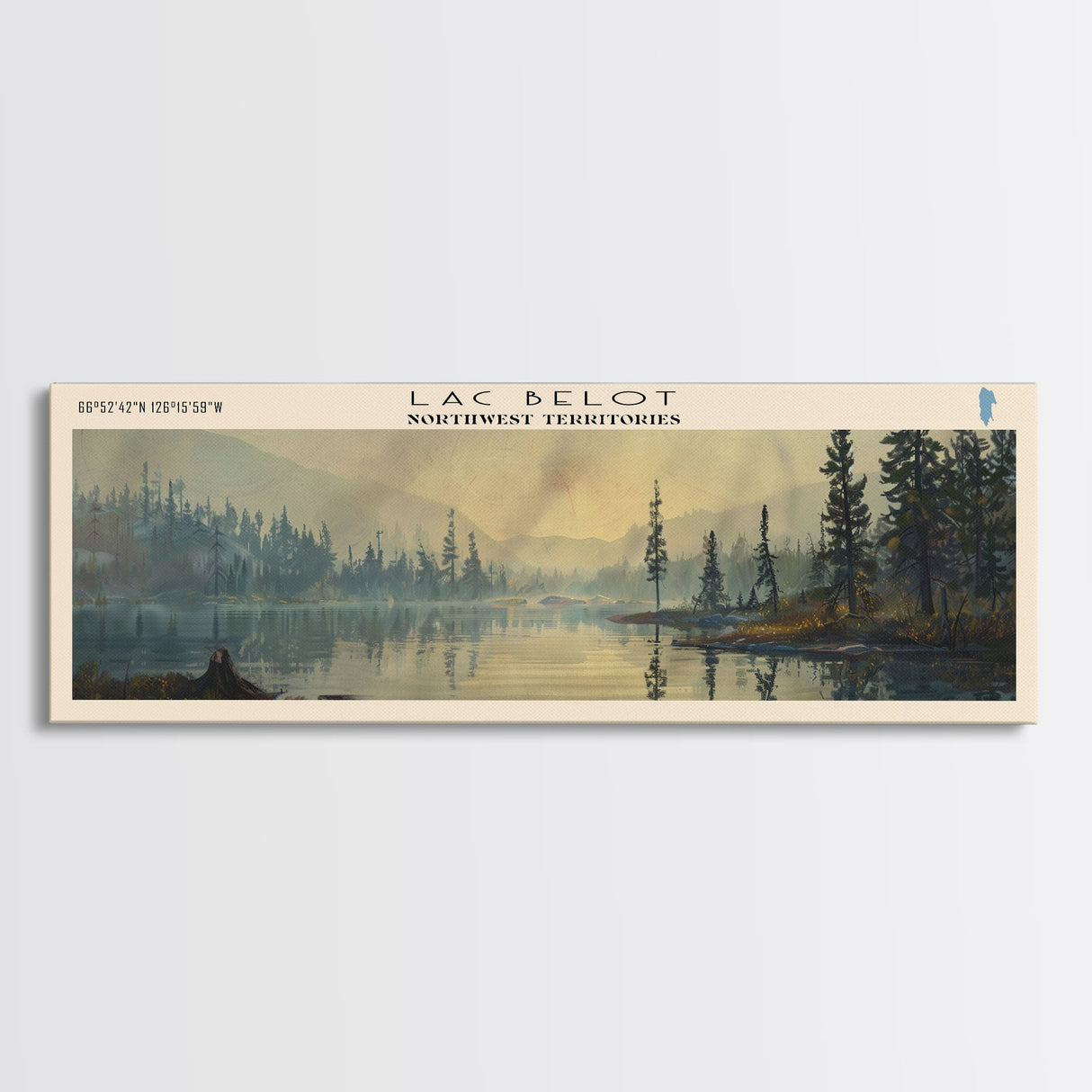 Lac Belot Belot Lake Framed Canvas Print, Panoramic Lake House Decor, Wall Art, Travel Poster, Stunning Lake Painting, Nature Art