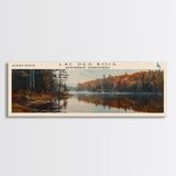 Lac Des Bois Framed Canvas Print, Panoramic Lake House Decor, Wall Art, Travel Poster, Serene Lake Painting, Nature Art