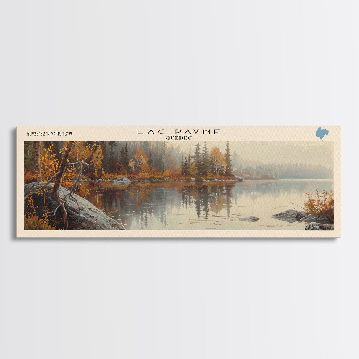 Lac Payne Lake Casitas California Framed Canvas Print, Lake House Art, Panoramic Wall Art, Travel Poster, Beautiful Lake Painting, Home Decor