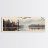 Lake Abitibi Framed Canvas Print, Lake House Art, Panoramic Travel Poster, Wall Art, Stunning Lake Painting, Home Decor