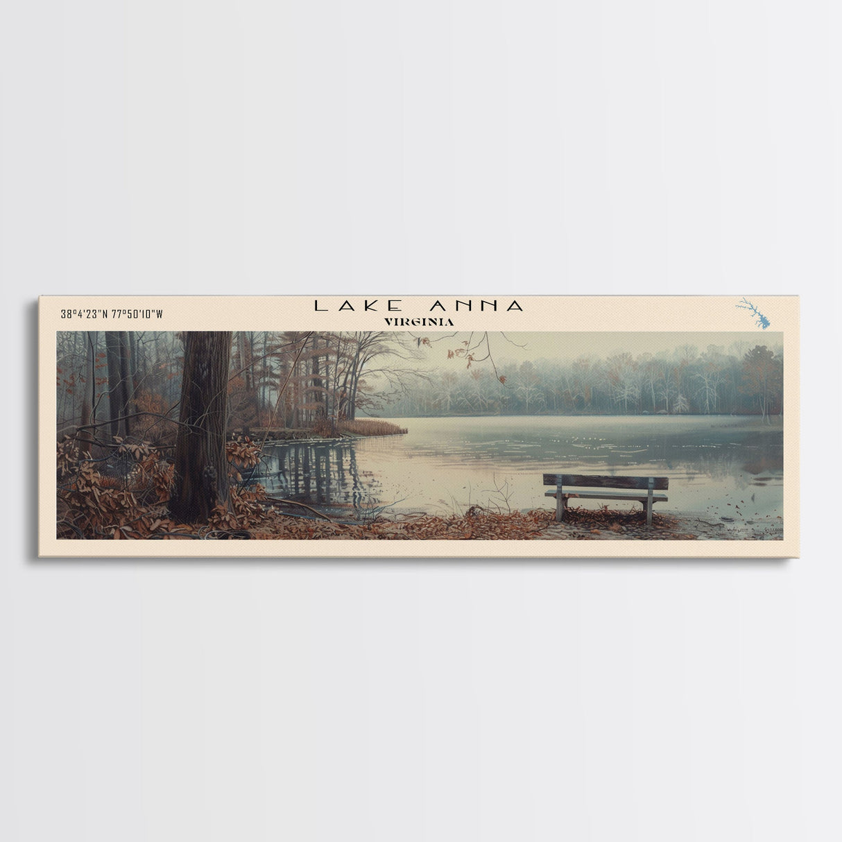 Lake Anna Virginia Framed Canvas Print, Lake House Art, Panoramic Wall Art, Travel Poster, Beautiful Lake Painting, Home Decor