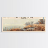 Lake Artemesia Maryland Framed Canvas Print, Lake House Art, Panoramic Wall Art, Travel Poster, Scenic Lake Painting, Home Decor