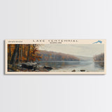 Lake Centennial Maryland Framed Canvas Print, Panoramic Lake House Decor, Wall Art, Travel Poster, Serene Lake Painting, Nature Art