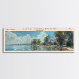 Lake Charlevoix Michigan Framed Canvas Print, Lake House Decor, Panoramic Wall Art, Travel Poster, Stunning Landscape Painting, Home Art