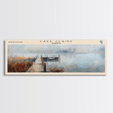 Lake Claire Framed Canvas Print, Lake House Decor, Panoramic Wall Art, Travel Poster, Beautiful Lake Painting, Home Art