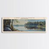 Lake Cochituate Massachusetts Framed Canvas Print, Lake House Decor, Panoramic Wall Art, Travel Poster, Beautiful Lake Painting, Nature Art