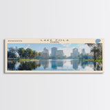 Lake Eola Florida Framed Canvas Print, Lake House Decor, Panoramic Wall Art, Travel Poster, Scenic Lake Painting, Nature Art