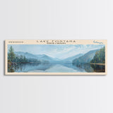 Lake Fontana North Carolina Framed Canvas Print, Lake House Decor, Panoramic Wall Art, Travel Poster, Beautiful Lake Painting, Home Art