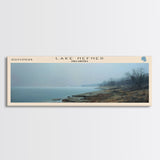 Lake Hefner Oklahoma Framed Canvas Print, Lake House Decor, Panoramic Wall Art, Travel Poster, Stunning Lake Painting, Home Art