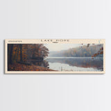 Lake Hope Framed Canvas Print, Lake House Decor, Panoramic Wall Art, Travel Poster, Stunning Lake Painting, Home Art