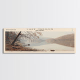 Lake Hudson Oklahoma Framed Canvas Print, Lake House Decor, Panoramic Wall Art, Travel Poster, Serene Lake Painting, Nature Art