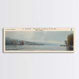 Lake Huntington New York Framed Canvas Print, Lake House Decor, Panoramic Wall Art, Travel Poster, Scenic Landscape Painting, Nature Art