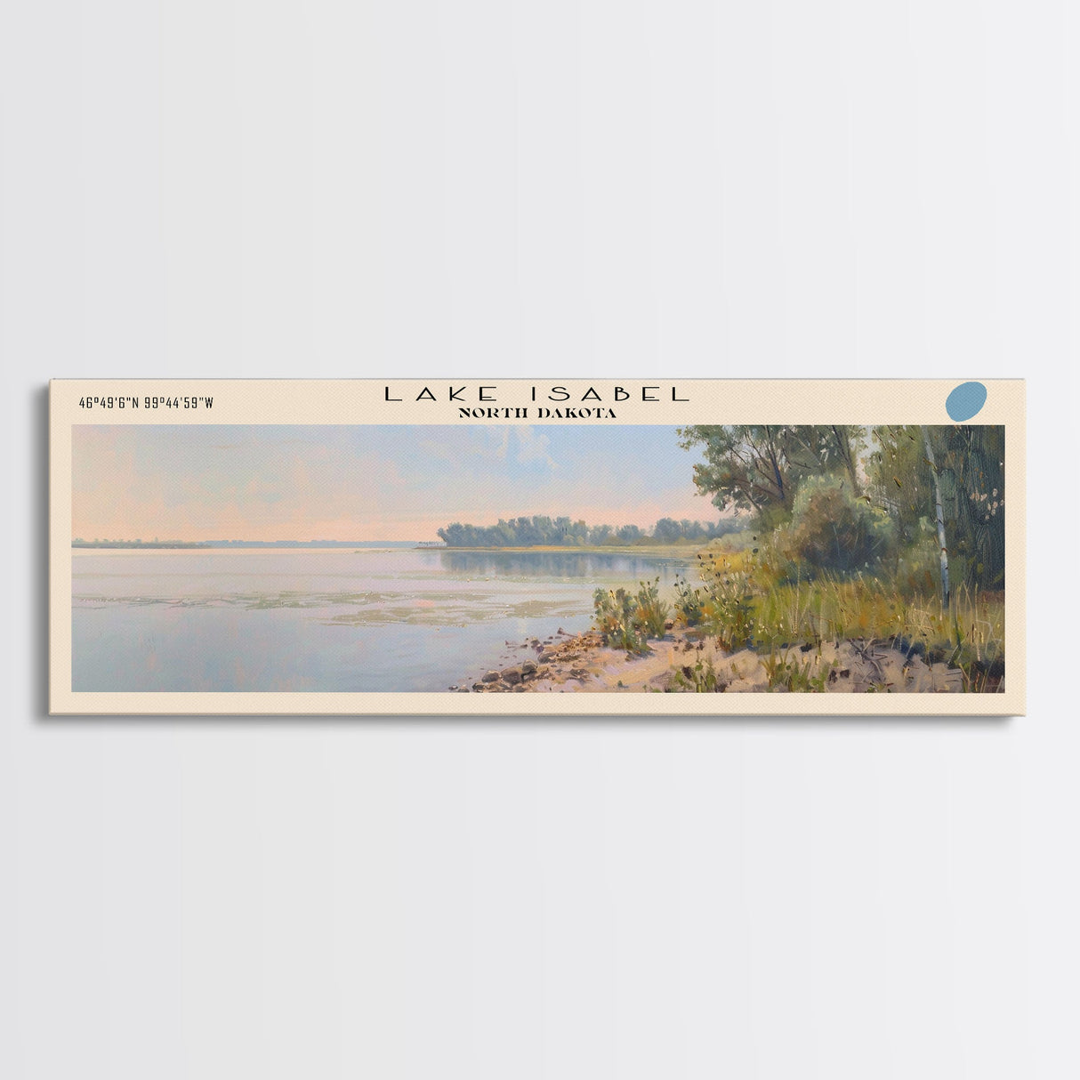 Lake Isabel North Dakota Framed Canvas Print, Lake House Decor, Panoramic Wall Art, Travel Poster, Stunning Landscape Painting, Home Art