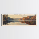 Lake James North Carolina Framed Canvas Print, Lake House Decor, Panoramic Wall Art, Travel Poster, Scenic Lake Painting, Nature Art