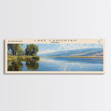 Lake Lahontan Nevada Framed Canvas Print, Lake House Decor, Panoramic Wall Art, Travel Poster, Beautiful Lake Painting, Home Art