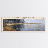 Lake Livingston Texas Framed Canvas Print, Lake House Decor, Panoramic Wall Art, Travel Poster, Scenic Lakeside Painting, Nature Print