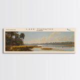 Lake Manatee Florida Framed Canvas Print, Lake House Decor, Panoramic Wall Art, Travel Poster, Beautiful Lake Painting, Coastal Art