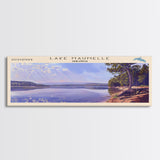 Lake Maumelle Arkansas Framed Canvas Print, Lake House Decor, Panoramic Wall Art, Travel Poster, Scenic Lakeside Painting, Coastal Art