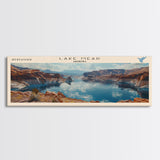 Lake Mead Framed Canvas Print, Lake House Decor, Panoramic Wall Art, Travel Poster, Serene Landscape Painting, Living Room Decor