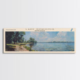 Lake Nokomis Minneapolis Framed Canvas Print, Lake House Decor, Panoramic Wall Art, Travel Poster, Serene Landscape Painting, Modern Art