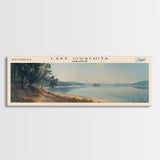 Lake Ouachita Arkansas Framed Canvas Print, Lake House Decor, Panoramic Wall Art, Travel Poster, Scenic Landscape Painting, Living Room Decor