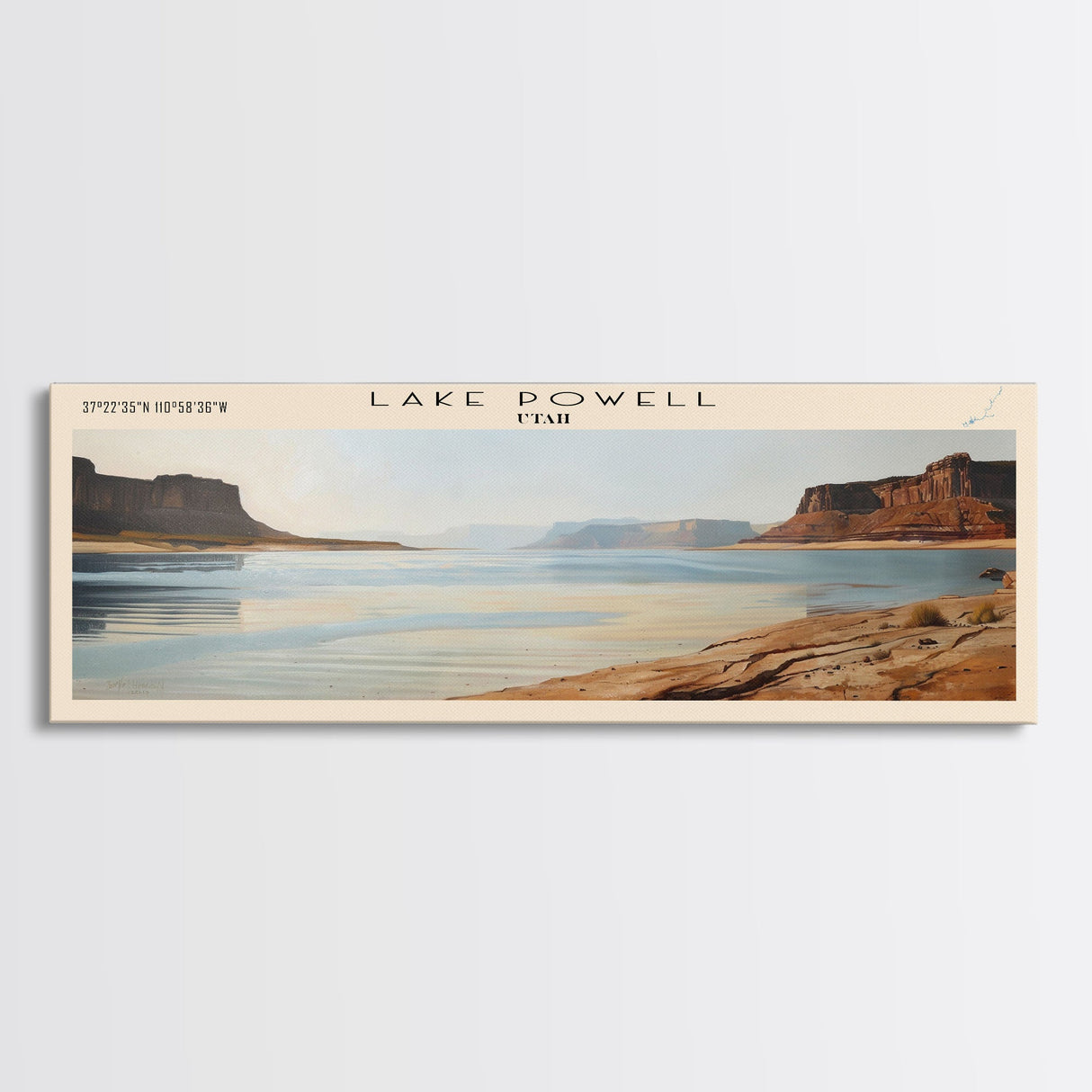 Lake Powell Utah Framed Canvas Print, Lake House Decor, Panoramic Wall Art, Travel Poster, Serene Landscape Painting, Modern Art