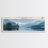 Lake Quinault Washington Framed Canvas Print, Lake House Decor, Panoramic Wall Art, Travel Poster, Beautiful Landscape Painting, Rustic Art