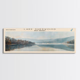 Lake Sherwood West Virginia Framed Canvas Print, Lake House Decor, Panoramic Wall Art, Travel Poster, Serene Landscape Painting, Living Room Decor