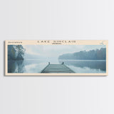 Lake Sinclair Georgia Framed Canvas Print, Lake House Decor, Panoramic Wall Art, Travel Poster, Beautiful Landscape Painting, Modern Art