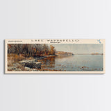 Lake Wappapello Missouri Framed Canvas Print, Lake House Decor, Panoramic Wall Art, Travel Poster, Scenic Landscape Painting, Contemporary Art