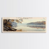 Lake Wateree South Carolina Framed Canvas Print, Lake House Decor, Panoramic Wall Art, Travel Poster, Beautiful Landscape Painting, Modern Art