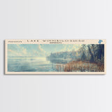 Lake Winnibigoshish Framed Canvas Print, Lake House Decor, Panoramic Wall Art, Travel Poster, Landscape Painting, Bedroom Decor