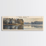 Lake Wylie North Carolina Framed Canvas Print, Lake House Decor, Panoramic Wall Art, Travel Poster, Scenic Landscape Painting, Contemporary Art