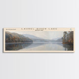 Laurel River Lake Kentucky Framed Canvas Print, Lake House Decor, Panoramic Wall Art, Travel Poster, Scenic Landscape Painting, Living Room Decor