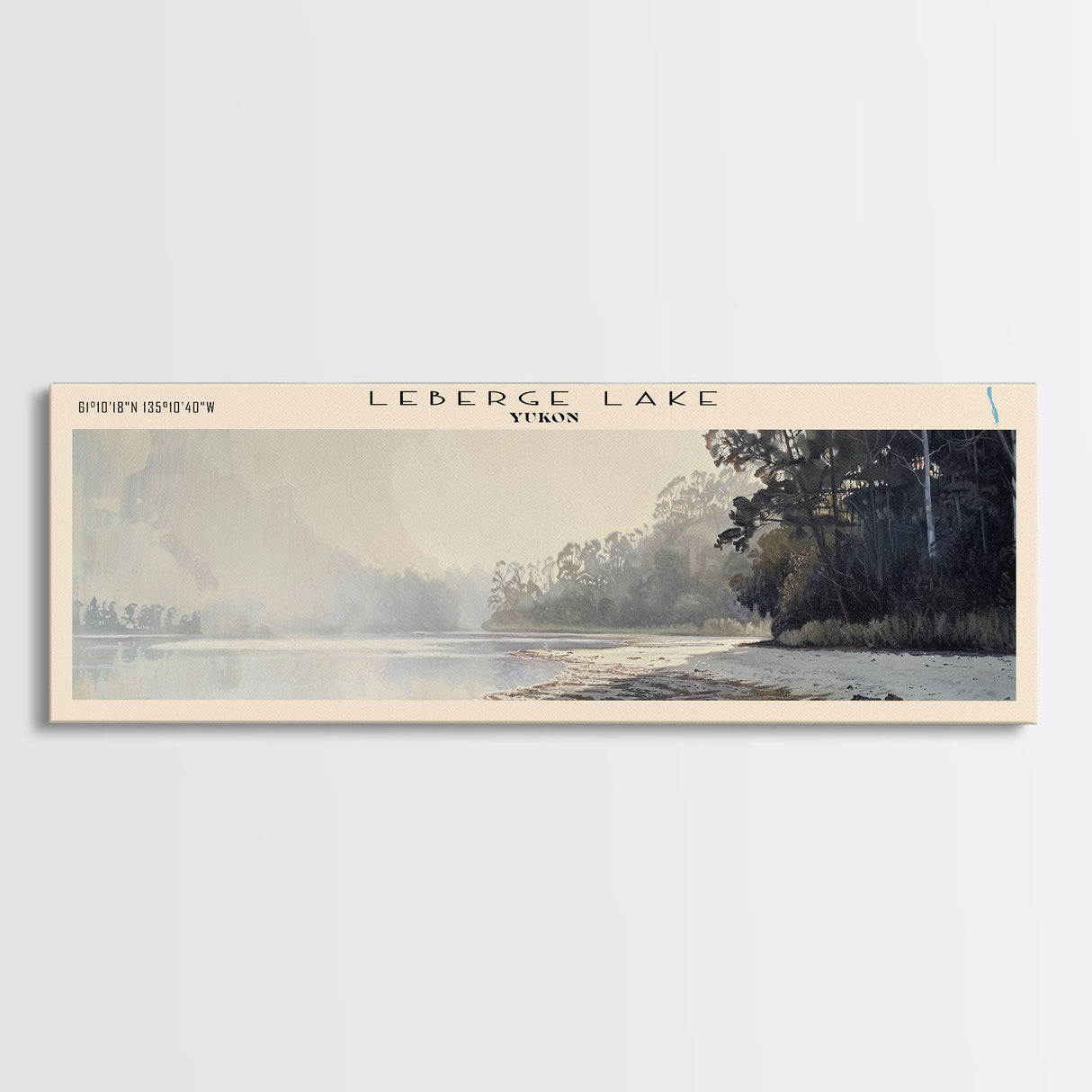 Leberge Framed Canvas Print, Lake House Decor, Panoramic Wall Art, Travel Poster, Scenic Landscape Painting, Rustic Art