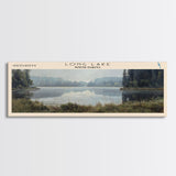 Long Lake North Dakota Framed Canvas Print, Lake House Decor, Panoramic Wall Art, Travel Poster, Landscape Painting, Bedroom Decor