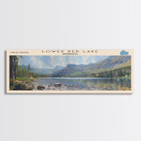 Lower Red Lake Framed Canvas Print, Lake House Decor, Panoramic Wall Art, Travel Poster, Beautiful Landscape Painting, Living Room Decor