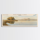 Malvern Lake Kansas Framed Canvas Print, Lake House Decor, Panoramic Wall Art, Travel Poster, Landscape Painting, Bedroom Decor