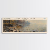 Mark Twain Lake Missouri Framed Canvas Print, Lake House Decor, Panoramic Wall Art, Travel Poster, Landscape Painting, Bedroom Decor