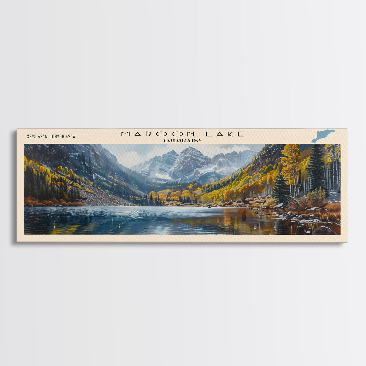 Monksville Reservoir New Jersey Framed Canvas Print, Lake House Decor, Panoramic Wall Art, Travel Poster, Landscape Painting, Bedroom Decor