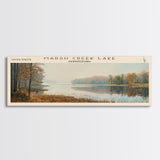 Marsh Creek Lake Pennsylvania Framed Canvas Print, Lake House Decor, Panoramic Wall Art, Travel Poster, Landscape Painting, Modern Art