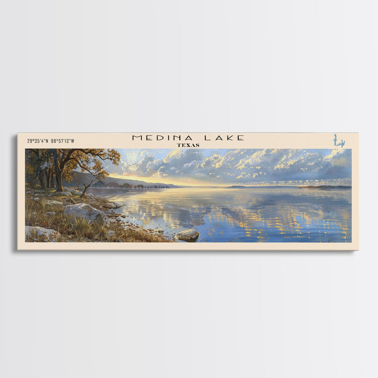 Morphy Lake New Mexico Framed Canvas Print, Lake House Decor, Panoramic Wall Art, Travel Poster, Scenic Landscape Painting, Contemporary Art