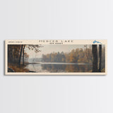 Mercer Lake New Jersey Framed Canvas Print, Lake House Decor, Panoramic Wall Art, Travel Poster, Landscape Painting, Bedroom Decor