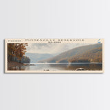 Newark Reservoir Delaware Framed Canvas Print, Lake House Decor, Panoramic Wall Art, Travel Poster, Landscape Painting, Modern Art