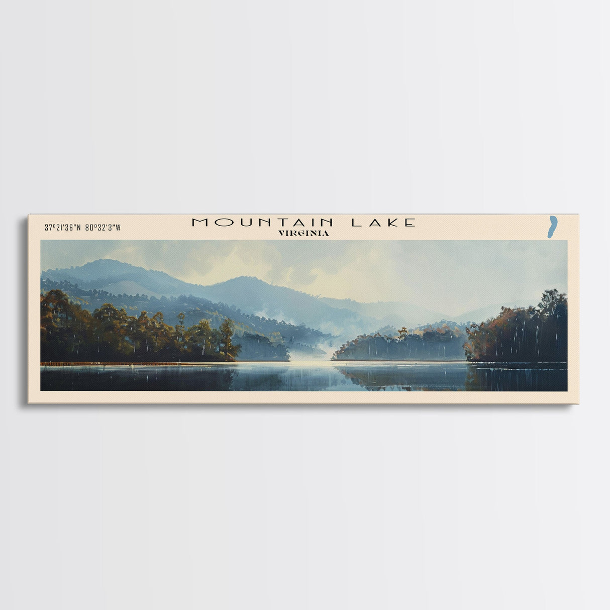 North Trout Lake Utah Framed Canvas Print, Lake House Decor, Panoramic Wall Art, Travel Poster, Landscape Painting, Bedroom Decor