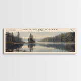 Nahmakanta Lake Maine Framed Canvas Print, Lake House Decor, Panoramic Wall Art, Travel Poster, Beautiful Landscape Painting, Living Room Decor