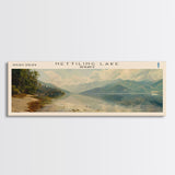 Nettiling Lake Framed Canvas Print, Lake House Decor, Panoramic Wall Art, Travel Poster, Beautiful Landscape Painting, Living Room Decor