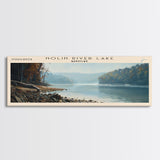 Nolin River Lake Kentucky Framed Canvas Print, Lake House Decor, Panoramic Wall Art, Travel Poster, Landscape Painting, Modern Art