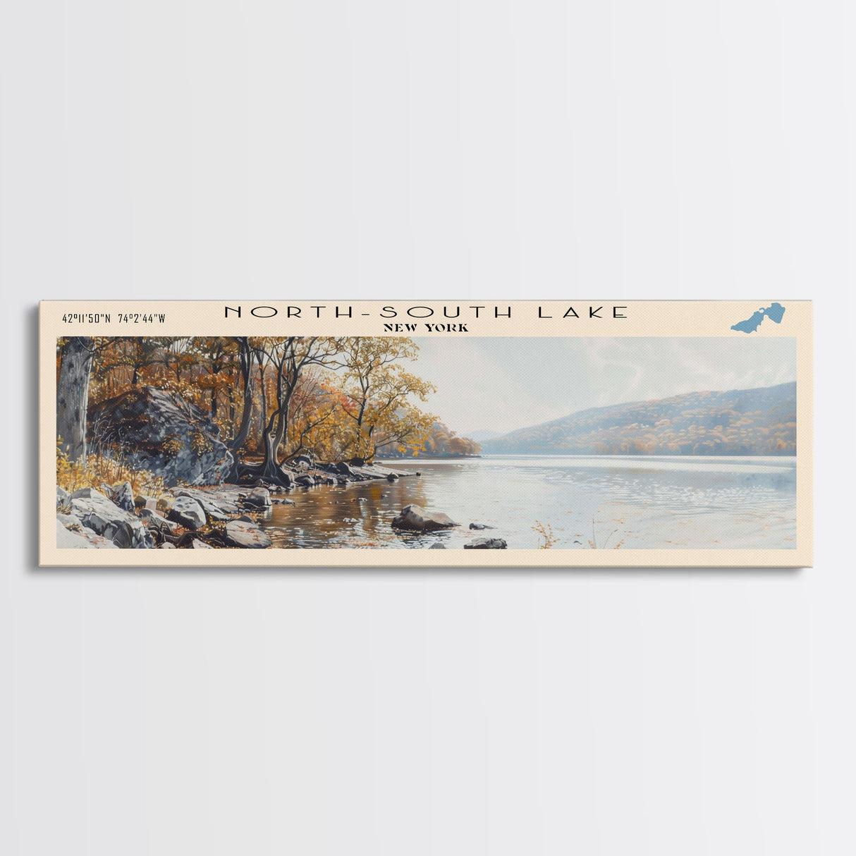 Panguitch Lake Utah Framed Canvas Print, Lake House Decor, Panoramic Wall Art, Travel Poster, Beautiful Landscape Painting, Living Room Decor